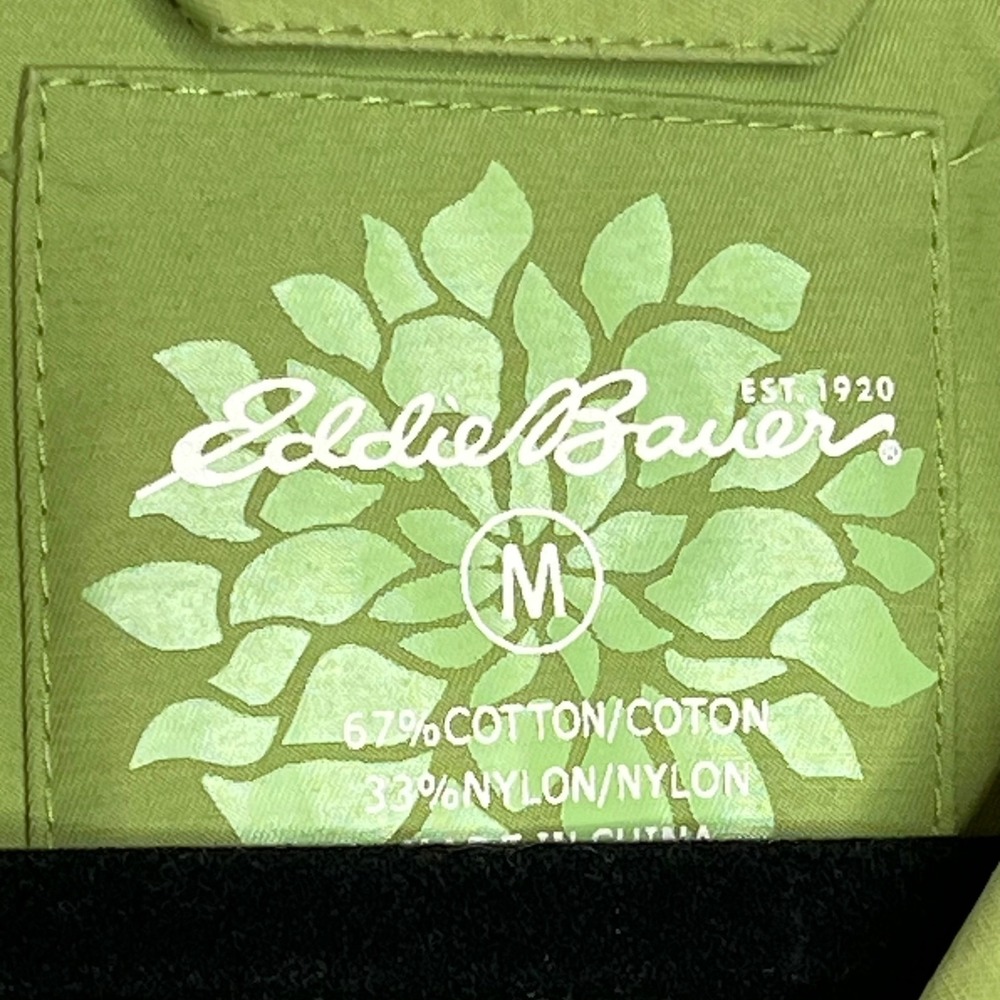 Eddie Bauer Womens Medium Lime Green Cotton Blend Trench Coat Jacket  Pleat Back - Picture 9 of 9